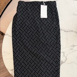 Zara Black and White Midi Pencil Skirt